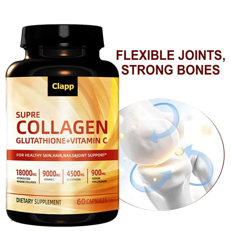 Collagen Pilule Vitamine C Glutathionne Hyaluronique 60 Capsules