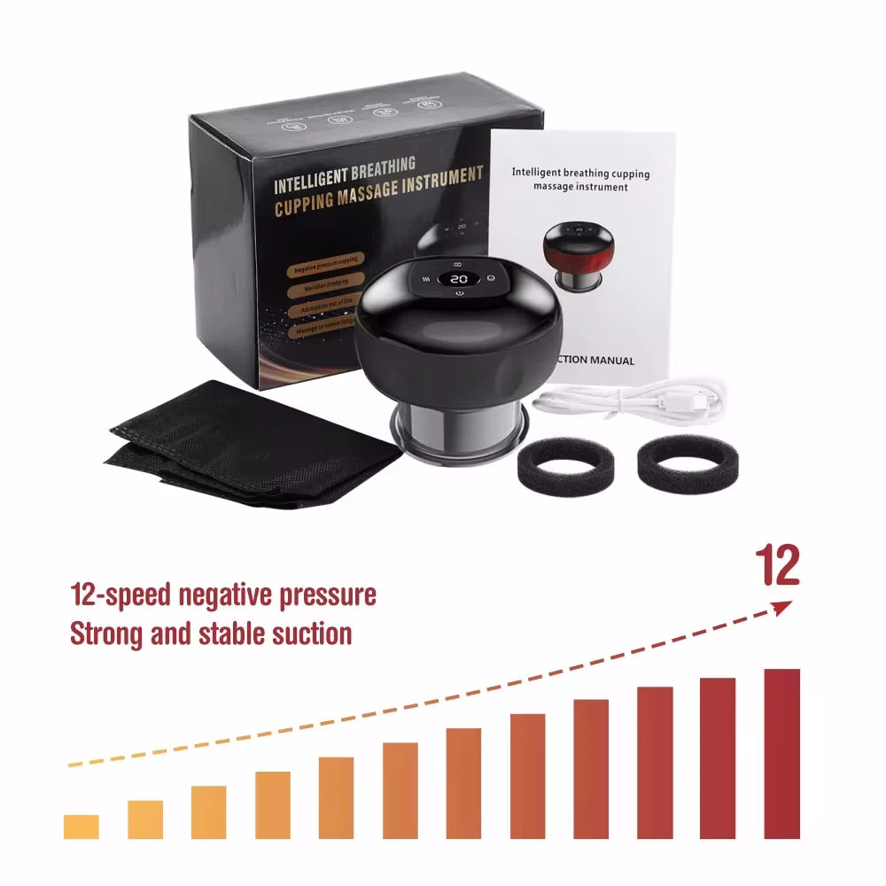Appareil de massage intelligent par ventouses avec lumière rouge pour la circulation sanguine, ventouses de massage chinoises anti-cellulite