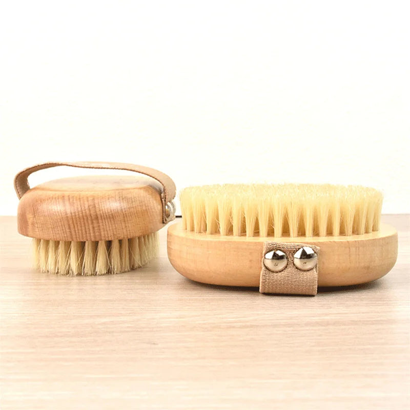 Brosse corporelle en bois SPA, poils de sanglier naturels, brosse corporelle biologique pour peau sèche, brosses de douche en bambou pour le dos mouillé, brosse de bain exfoliante
