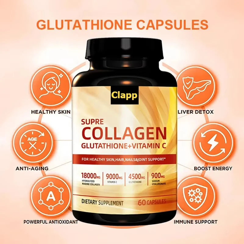 Collagen Pilule Vitamine C Glutathionne Hyaluronique 60 Capsules