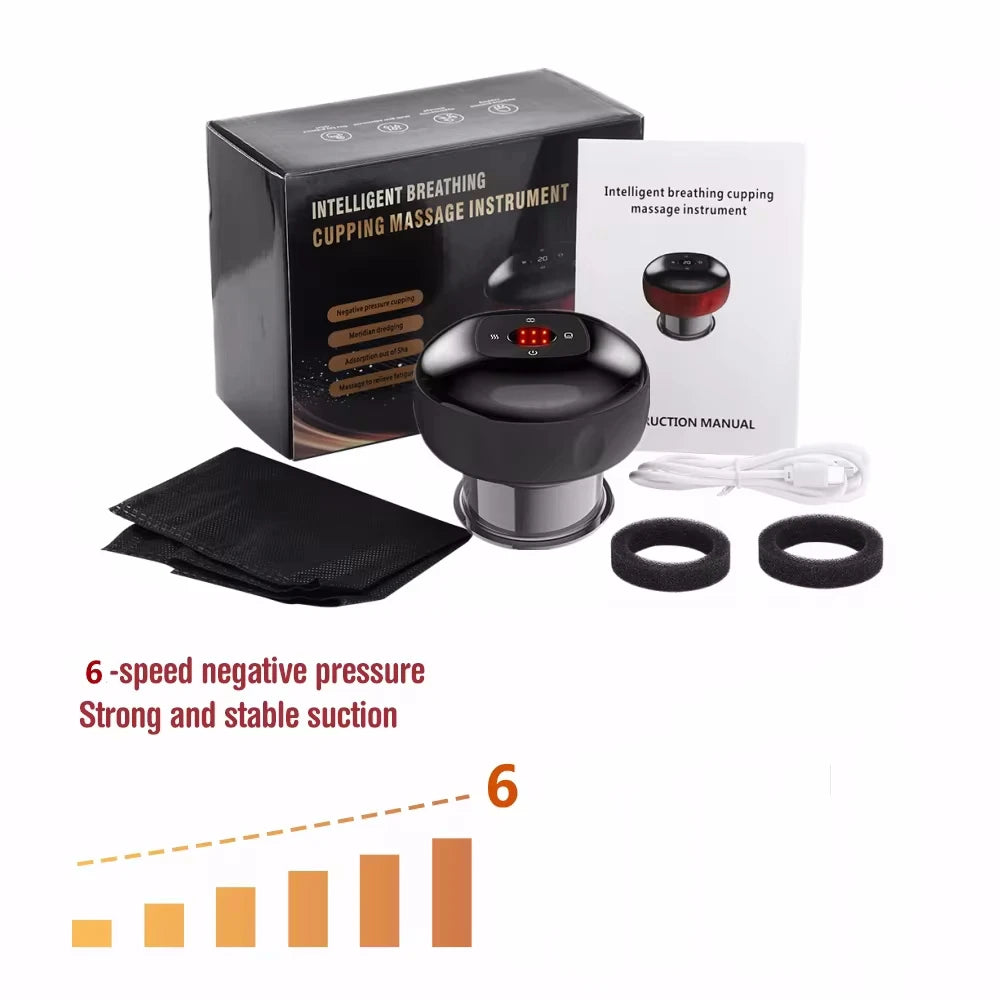 Appareil de massage intelligent par ventouses avec lumière rouge pour la circulation sanguine, ventouses de massage chinoises anti-cellulite