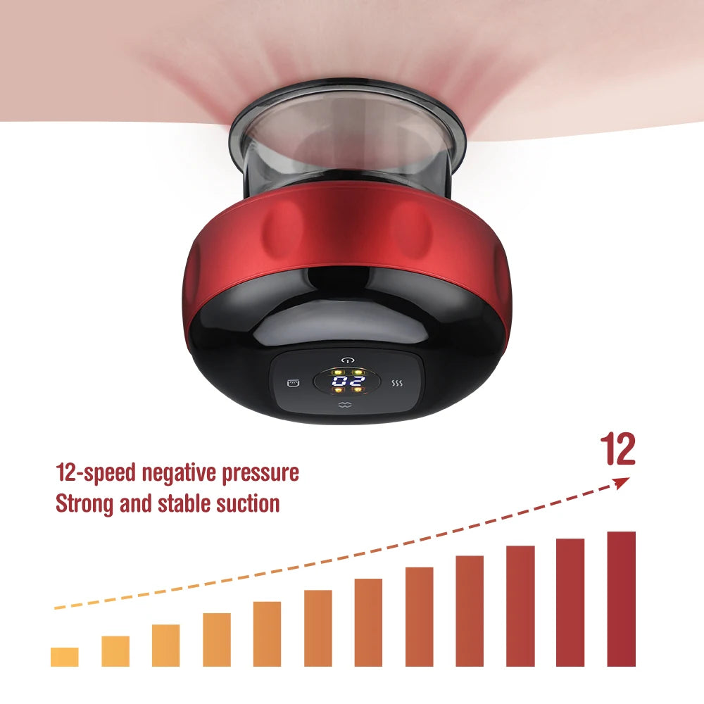 Appareil de massage intelligent par ventouses avec lumière rouge pour la circulation sanguine, ventouses de massage chinoises anti-cellulite