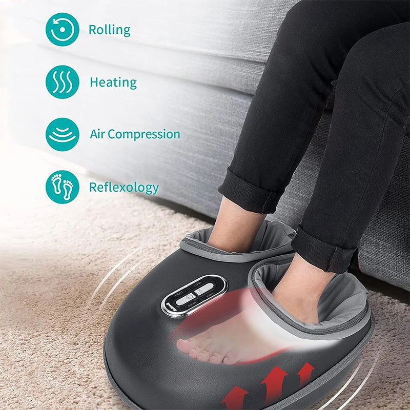 Appareil de massage des pieds Nekteck, thérapie par chauffage, compression d'air, rouleau de pétrissage Shiatsu, relaxation musculaire, appareil de massage électrique des pieds