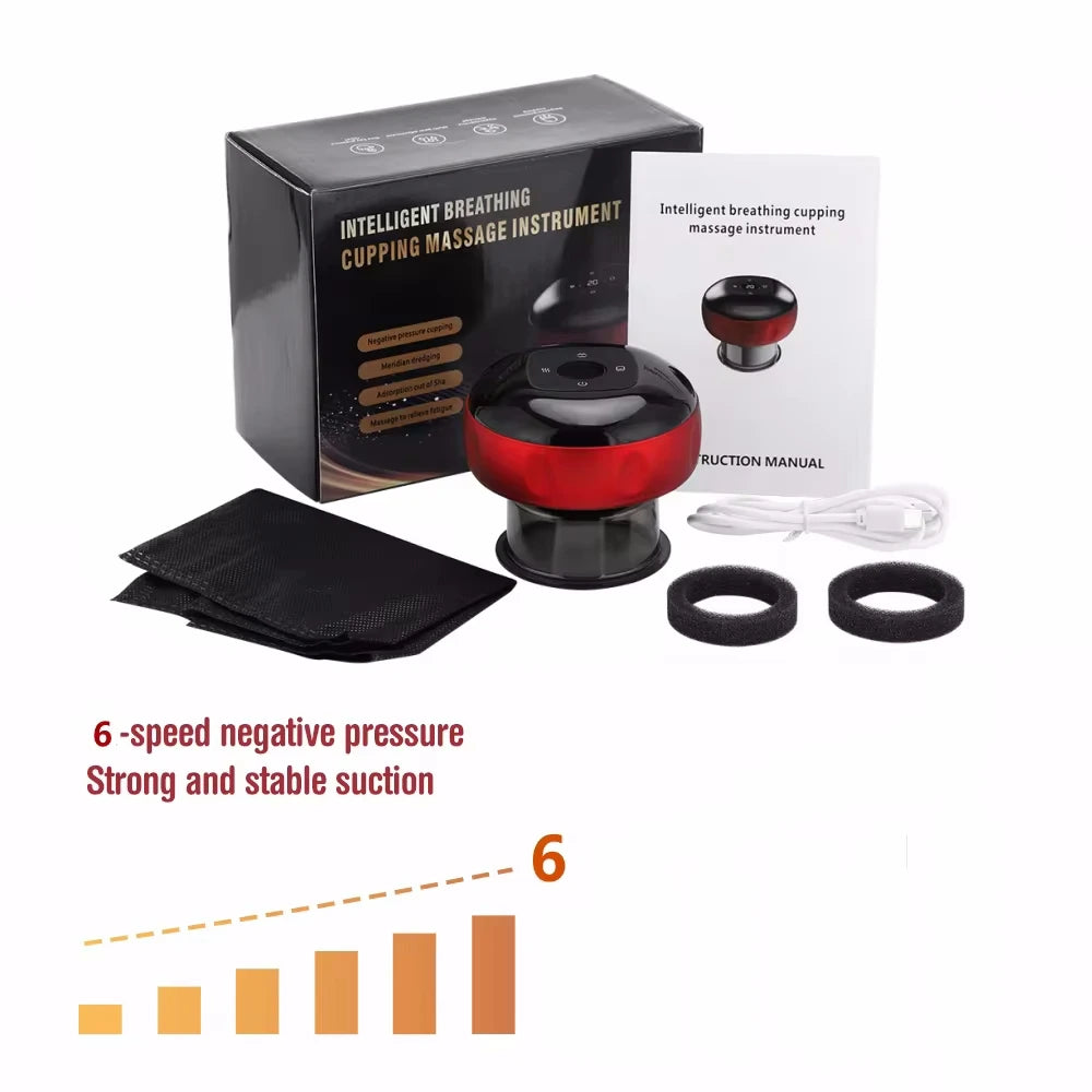 Appareil de massage intelligent par ventouses avec lumière rouge pour la circulation sanguine, ventouses de massage chinoises anti-cellulite