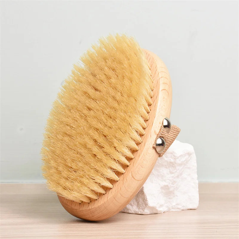 Brosse corporelle en bois SPA, poils de sanglier naturels, brosse corporelle biologique pour peau sèche, brosses de douche en bambou pour le dos mouillé, brosse de bain exfoliante