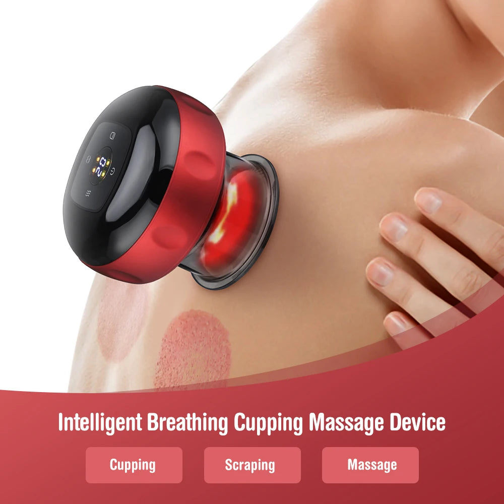 Appareil de massage intelligent par ventouses avec lumière rouge pour la circulation sanguine, ventouses de massage chinoises anti-cellulite