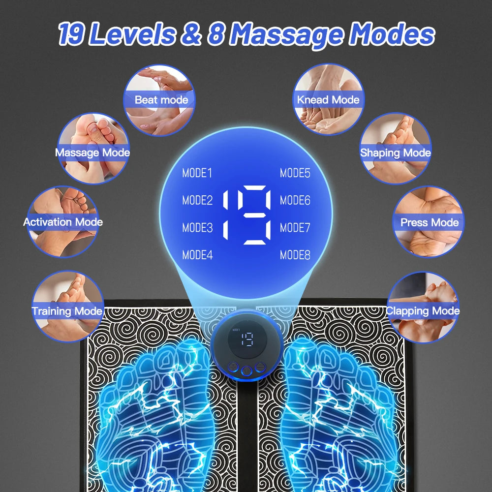 Coussin de Massage électrique des pieds, électrostimulateur, tapis de Massage EMS, masseur musculaire, relaxation des pieds, Fitness, chargement USB