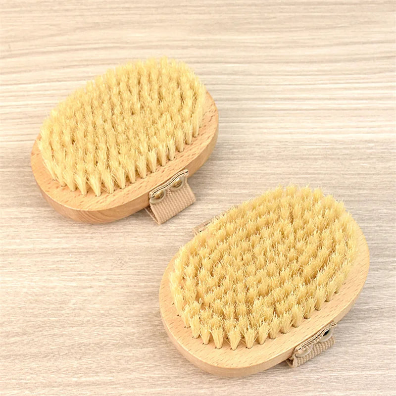 Brosse corporelle en bois SPA, poils de sanglier naturels, brosse corporelle biologique pour peau sèche, brosses de douche en bambou pour le dos mouillé, brosse de bain exfoliante