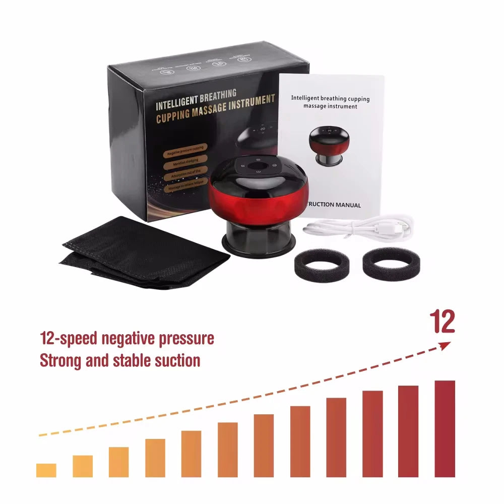 Appareil de massage intelligent par ventouses avec lumière rouge pour la circulation sanguine, ventouses de massage chinoises anti-cellulite